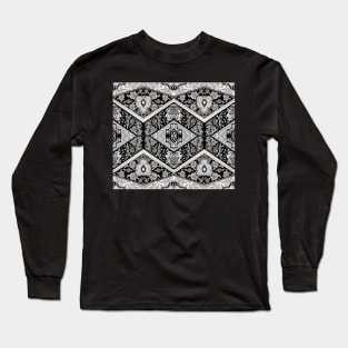 Black and White Botanical Mandala Long Sleeve T-Shirt